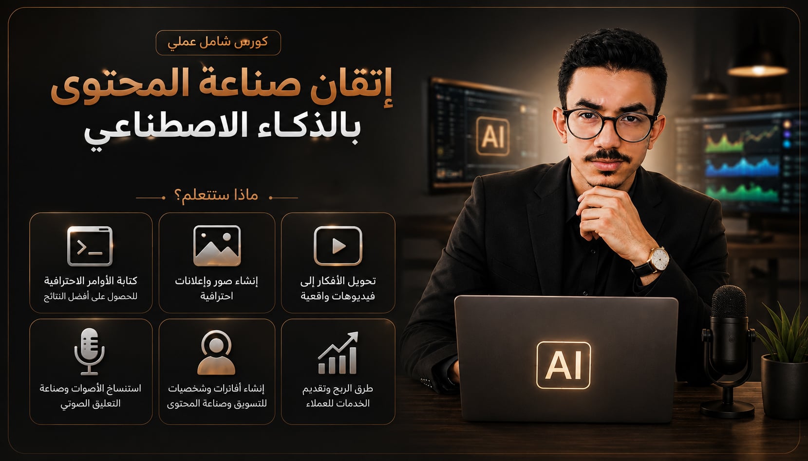 محتوى كورس إتقان صناعة المحتوى بالذكاء الاصطناعي